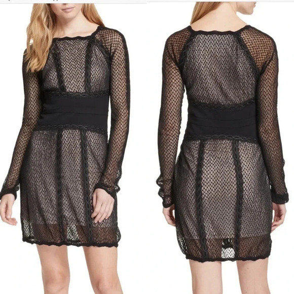 Free People Black Lace & Mesh Body-Con Dress - Picture 2 of 16
